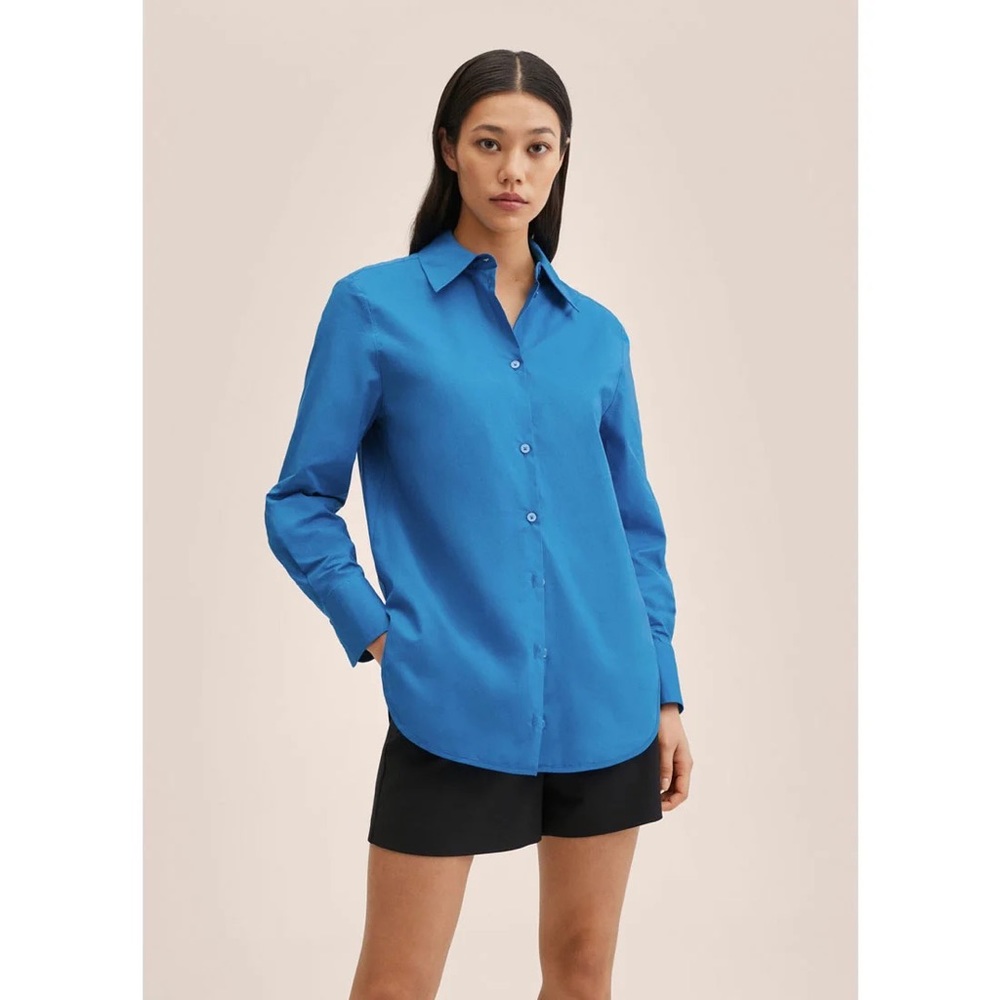 ✨NEW✨Mango Limpia Oversize Poplin Shirt • Royal Blue • Size M • NWT